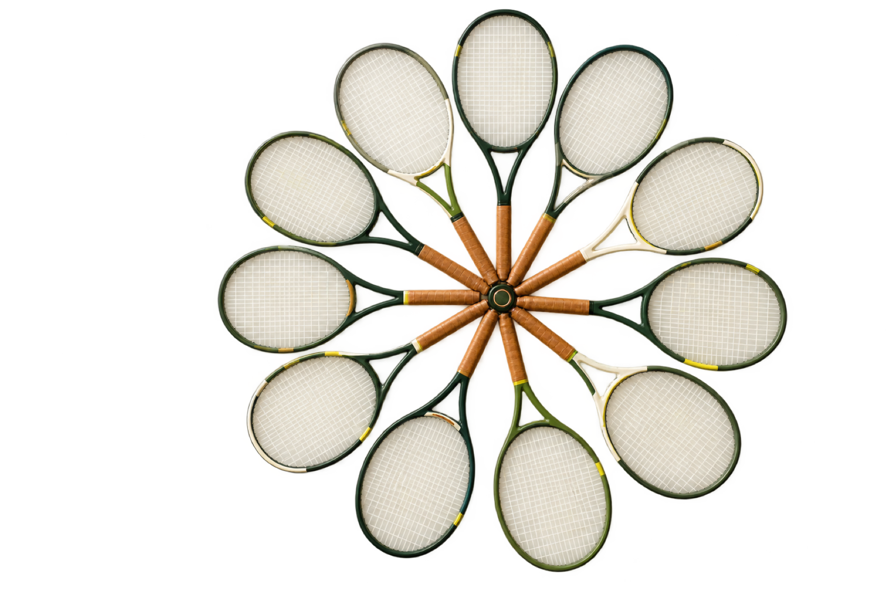 A circle made from tennis racquets
